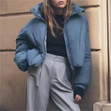 Load image into Gallery viewer, Autumn Women Blue Hooded Cotton Jacket Jacket
