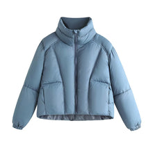 Load image into Gallery viewer, Autumn Women Blue Hooded Cotton Jacket Jacket
