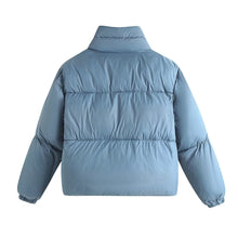 Load image into Gallery viewer, Autumn Women Blue Hooded Cotton Jacket Jacket
