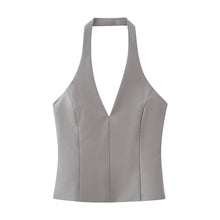 Load image into Gallery viewer, Summer French Minority Stitching Contrast Color Halter Sleeveless Backless Top Women

