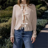Women Bowknot Decoration Knitted Jacket