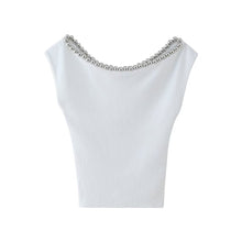 Load image into Gallery viewer, Spring Summer Light Luxury Design Heavy Industry Neckline Beaded Sexy Sleeveless Vest Slim Fit Slimming Top
