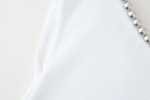 Load image into Gallery viewer, Spring Summer Light Luxury Design Heavy Industry Neckline Beaded Sexy Sleeveless Vest Slim Fit Slimming Top
