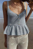 Women Solid Color Loose Casual Spaghetti Straps Knitted Short Top