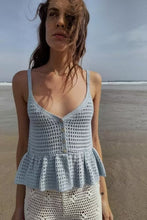 Load image into Gallery viewer, Women Solid Color Loose Casual Spaghetti Straps Knitted Short Top
