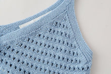 Load image into Gallery viewer, Women Solid Color Loose Casual Spaghetti Straps Knitted Short Top
