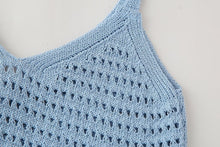 Load image into Gallery viewer, Women Solid Color Loose Casual Spaghetti Straps Knitted Short Top
