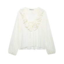 Load image into Gallery viewer, Autumn Women Graceful Fashionable Top Laminated Decoration Long Sleeve Shirt
