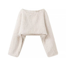 Load image into Gallery viewer, Winter Women round Neck Artificial Fur Effect Short Sweater Loose Top
