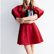 Load image into Gallery viewer, Women Clothing Younger Back Lace up Puff Sleeve Dress
