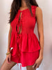 Sleeveless Lace up Top Trousers Women Daily Casual Pants Set