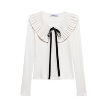 Load image into Gallery viewer, Ruffled Bow Lace up Knitted Cardigan Women Sexy Spring French Lady Temperamental
