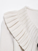Load image into Gallery viewer, Ruffled Bow Lace up Knitted Cardigan Women Sexy Spring French Lady Temperamental

