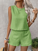 Cotton & Linen Sleeveless Top With Shorts Set