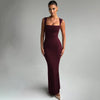 Slim Fit Square Collar Waist Slimming Dress