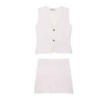 Load image into Gallery viewer, Summer Women Casual Knitted Texture Vest Skirt Two Piece Sets

