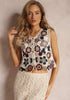 Women Summer Single Button Embroidered Vest