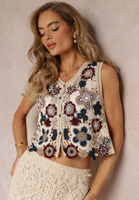 Load image into Gallery viewer, Women Summer Single Button Embroidered Vest
