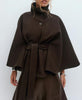 Women Clothing Autumn Winter Graceful Fashionable Loose Waist Woolen Cape Coat
