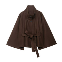 Load image into Gallery viewer, Women Clothing Autumn Winter Graceful Fashionable Loose Waist Woolen Cape Coat
