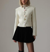 Load image into Gallery viewer, Women Clothing Autumn Classic Fashionable Simple Love Button Design Short Coat
