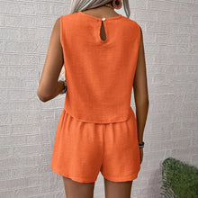 Load image into Gallery viewer, Cotton &amp; Linen Sleeveless Top With Shorts Set

