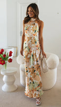 Load image into Gallery viewer, Bandage Halter Lace up Backless Print Maxi Dress
