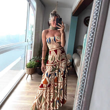 Load image into Gallery viewer, Summer Women Retro Boho High Waist Printing Slip Dress

