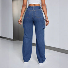 Load image into Gallery viewer, Large Pocket Loose Casual Women Clothing Straight-Leg Denim Trousers
