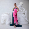 Summer Women Pleated Printed Backless Tube Top Large Swing Dress