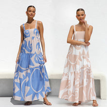 Load image into Gallery viewer, Spring Summer Simple Printing Suspenders Large Swing Dress Amplified craft
