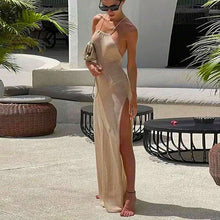 Load image into Gallery viewer, Double Sided High Slit Sling Beautiful Back Knitted Dress Beach Dress Women
