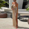 Double Sided High Slit Sling Beautiful Back Knitted Dress Beach Dress Women