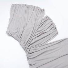 Load image into Gallery viewer, Mesh Waist Leakage Slant Shoulder Holiday Dress
