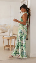 Load image into Gallery viewer, Bandage Halter Lace up Backless Print Maxi Dress

