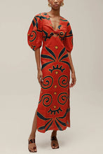 Load image into Gallery viewer, Spring Summer Positioning Printing Linen Dress Casual Vacation Loose Dress
