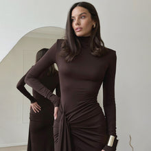 Load image into Gallery viewer, Slit Sheath Dress Sexy Turtleneck Slim Fit Dress
