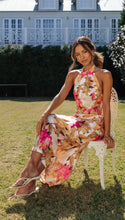 Load image into Gallery viewer, Bandage Halter Lace up Backless Print Maxi Dress
