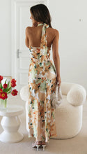 Load image into Gallery viewer, Bandage Halter Lace up Backless Print Maxi Dress
