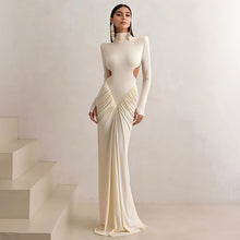 Load image into Gallery viewer, Summer Women Clothing High Collar Slim Sexy Backless Solid Color Maxi Dress
