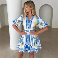 Load image into Gallery viewer, Women Summer Casual Printing Collared Dress
