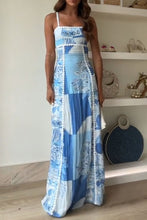 Load image into Gallery viewer, Spring Summer Suspender Printing Dress Casual Vacation Loose Women Wear Dress
