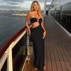 Summer Metal Decoration Hollow Cutout out Dress Sexy Slim Tube Top Dress Women