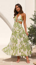 Load image into Gallery viewer, Summer Women V neck Backless Lace Printing Swing Maxi Dress
