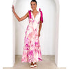 Summer Women Maxi Dress V neck Sleeveless Printed Dress