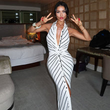 Load image into Gallery viewer, V neck Halter Twist Backless Formal Dress
