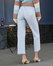 Load image into Gallery viewer, Women Casual High Waist Lace up Washed Straight Jeans

