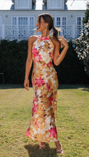 Load image into Gallery viewer, Bandage Halter Lace up Backless Print Maxi Dress
