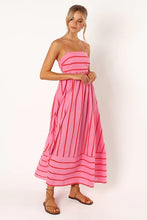 Load image into Gallery viewer, Women Striped Sleeveless Strap Backless Large Swing Casual Dress
