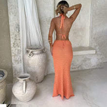 Load image into Gallery viewer, Beach Women Solid Color Knitted Beach Bikini Swimsuit Blouse Sun Proof Two Piece Sets
